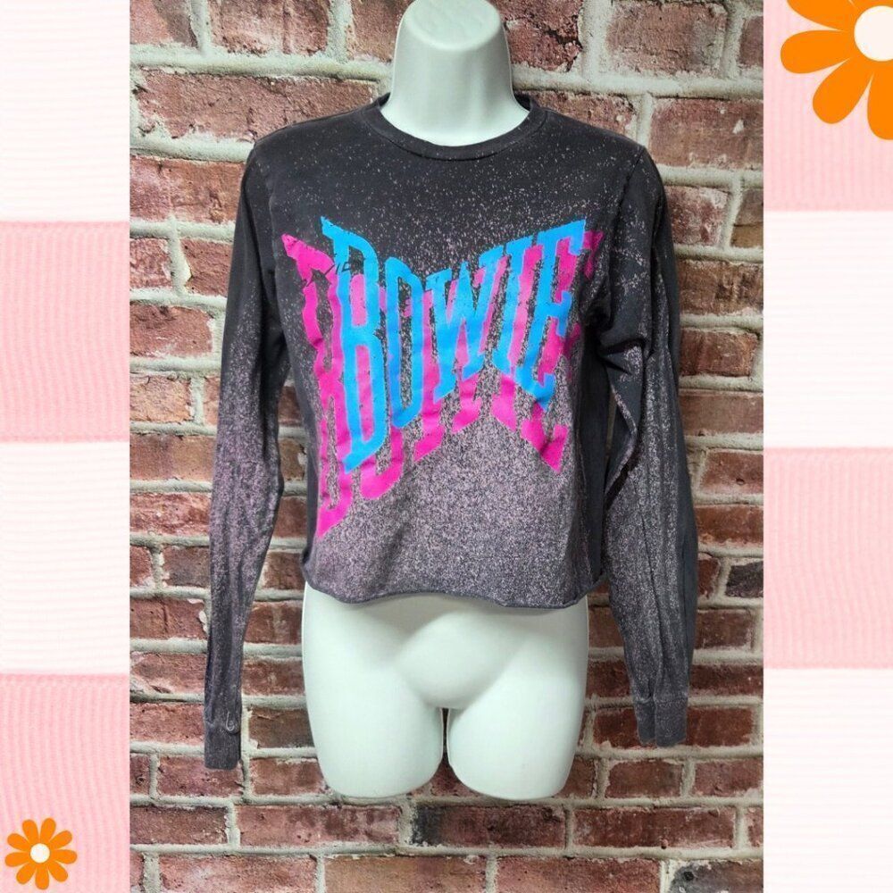 Womens XS Bowie Cropped‎ Tee – Psychedelic Black